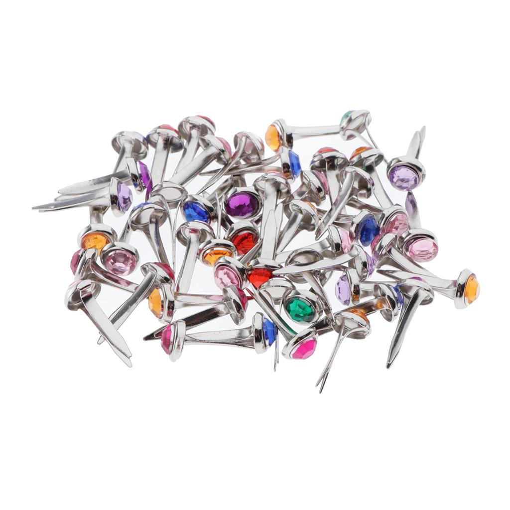 50/100pcs Metal Brads Paper Craft Fasteners 8x15mm 100pcs Golden Round Head