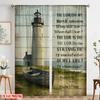 2pcs 2D flat printing Scene Curtain Lighthouse Ocean Psalm Fear Polyester Without Electricity Festive Holiday Perfect for