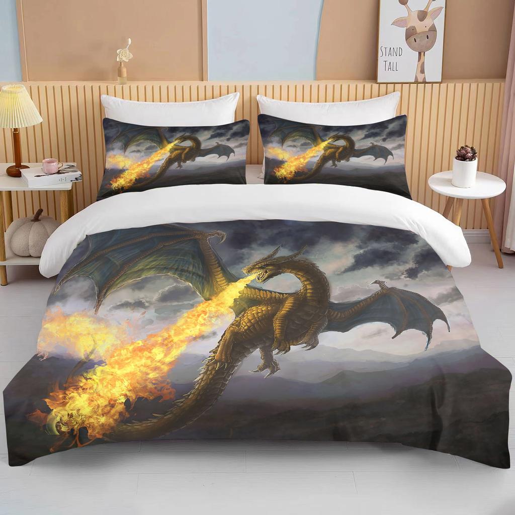 Angry Firedragon Kids Duvet Cover Collection Uk Single Double King Us Twin Full Queen Anime With Bed Linen Bedding Set