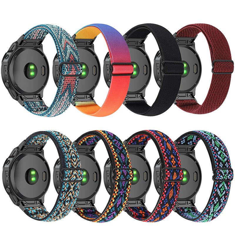 Pro Garmin Fenix Series 7/6 GPS/Epix/Fenix 5 Nastavitelný řemínek k hodinkám Elastický nylonový náramek Pro chytré hodinky Prodyšný pásek pro ženy/muže