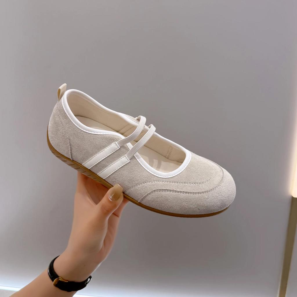 Women's Mary Jane Shoes Round Toe Elastic Band Shallow Four Seasons Flat Shoes Concise Leisure Dress Jeans Women's Singles Shoes