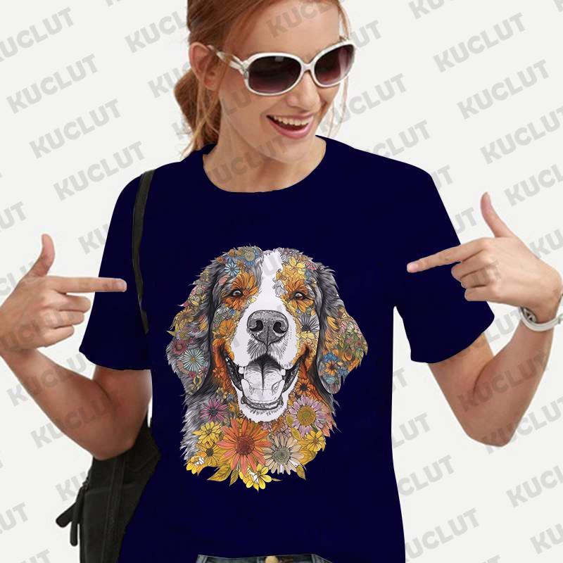 Dámské tričko s květinovým vzorem a čivavou, módní halenka s krátkým rukávem, Harajuku Ulzzang letní Y2k topy, dámské estetické oblečení