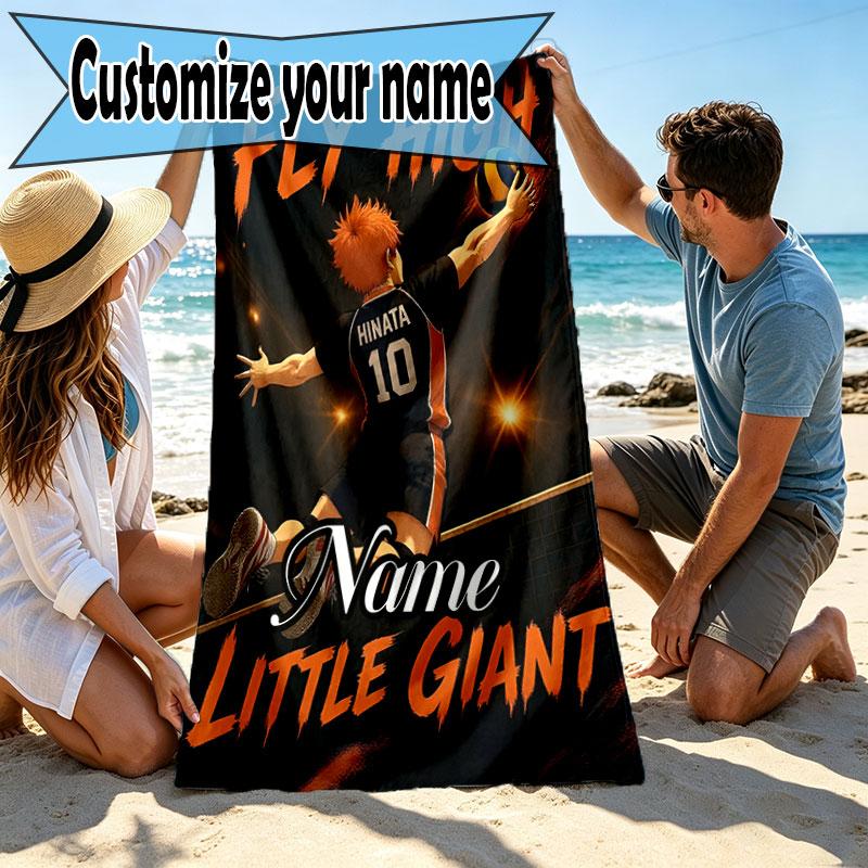 Custom Name Personalized Haikyu Print Beach Towel, for Trip Camping Beach Party Home Decor, Birthday Gift for Family & Friends