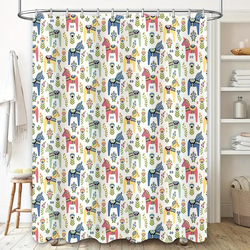Unframed Floral Shower Curtain Botanical Greenery Nature Pattern Bathroom Decor Vintage Farmhouse Rustic Home Textile Washable W