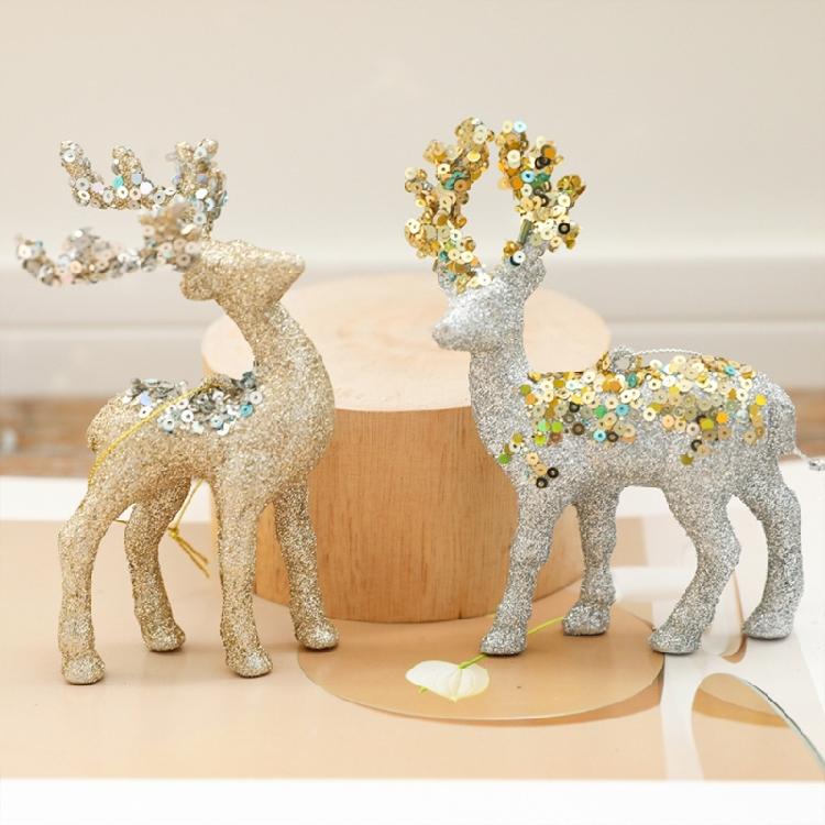 Set of 8 Festives Reindeers Hanging Baubles Tabletop Decoration Deer Shaped Figurines Ornament Holiday Accessories
