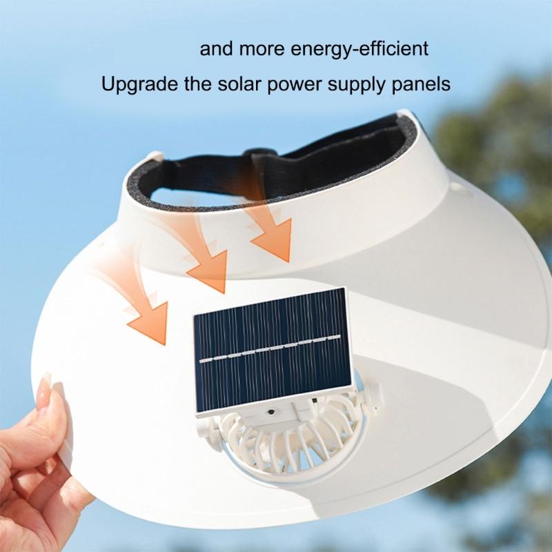 Solar Powered Cooling Fan Hat For Women Teens Wide Brims Sun Protective Hat With Adjustable Speed for Outdoor Activity