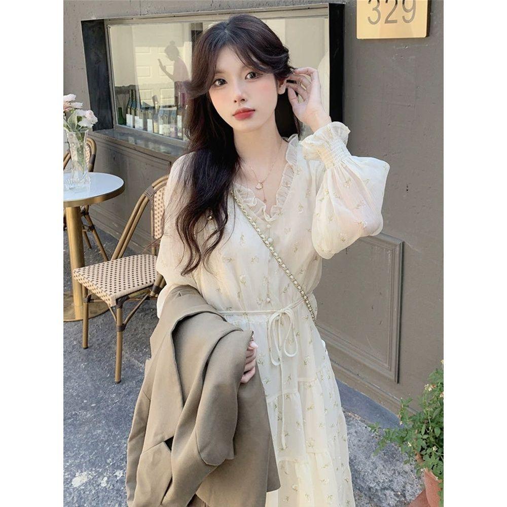 Spring Fairy Long Dress Gentle Chiffon Long Sleeve Dress