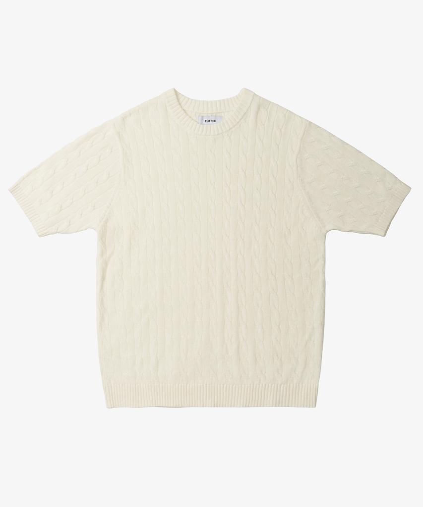 TOFFEE [2Pack] Classic Cable Round Neck Half Knit (5 Colors)