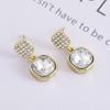 Square Zircon Crystal Rhinestone Drop Earring Punk European and American Exaggerated Metal Geometric Brincos Wedding Jewelry