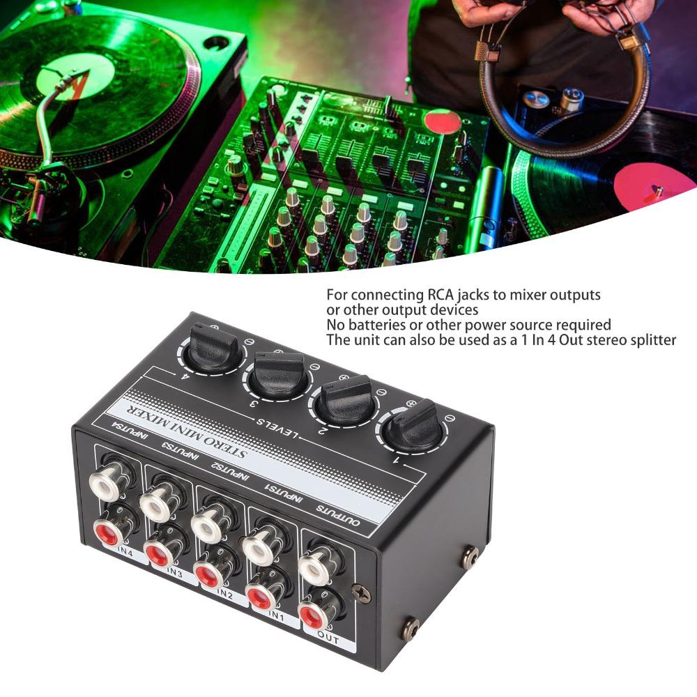Separate Volume Knobs Stereo Mini Mixer Support 4 in 1 Out Stereo Splitte  Console