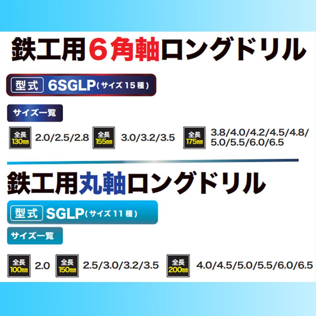 BIC TOOL Moonlight Hex Shank Moonlight Long Drill for x Blister Drill, Metalworking, 3.8mm 175mm, Pack, 6SGLP3.8-175