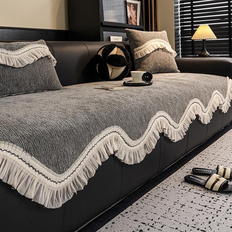 

Special-shaped skirt Chenier sofa cushion 2025 new four-season universal leather sofa cover fixed non-slip seat cushion 70*70cm