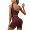 Europäisch-Amerikanisches Nahtloses Schnelltrocknendes Yoga-Westen- & High-Waist-Shorts-Set für Damen