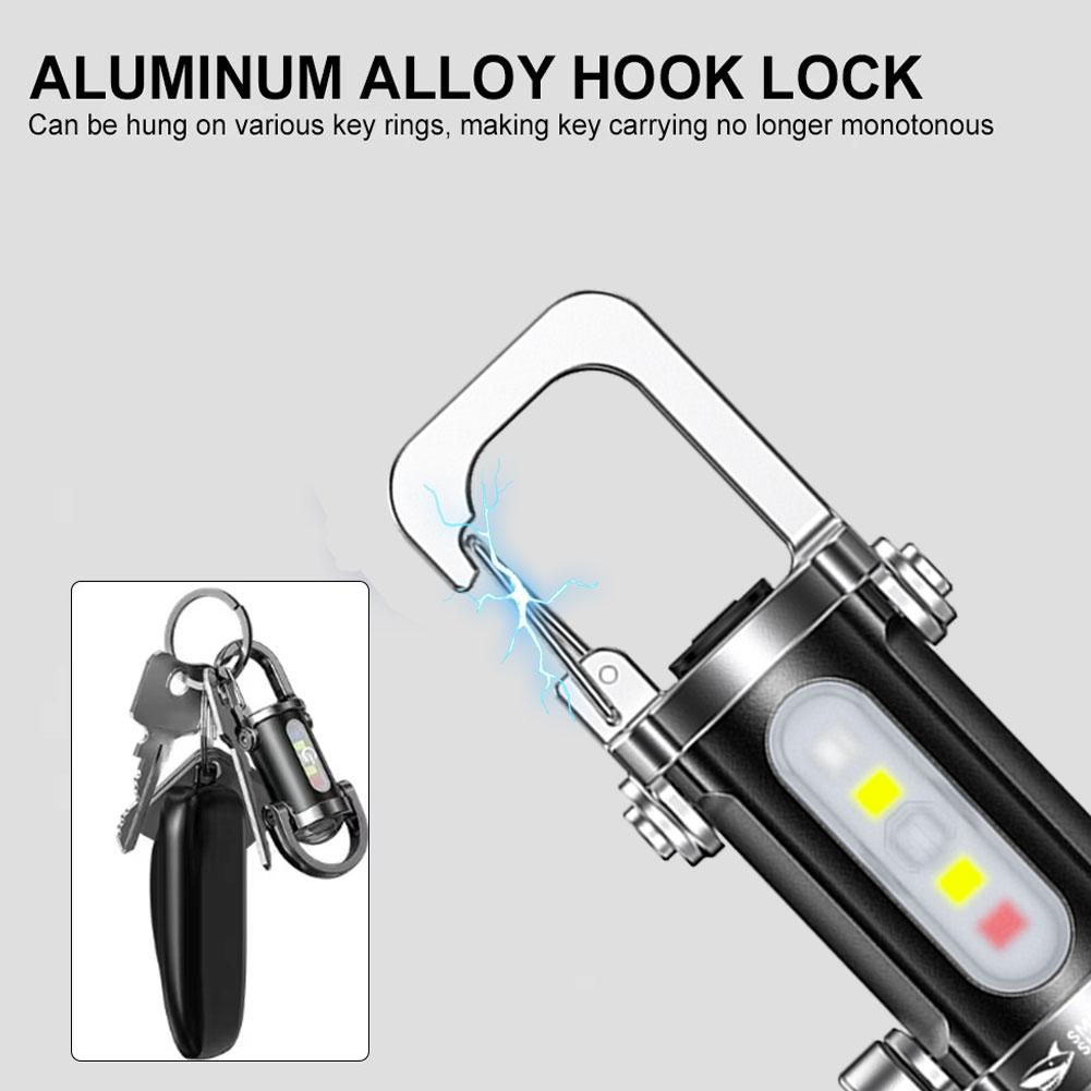 Rechargeable Keychain Flashlights Multifunction COB Work Light Waterproof Emergency Keychain Light for Walking Searching Hiking