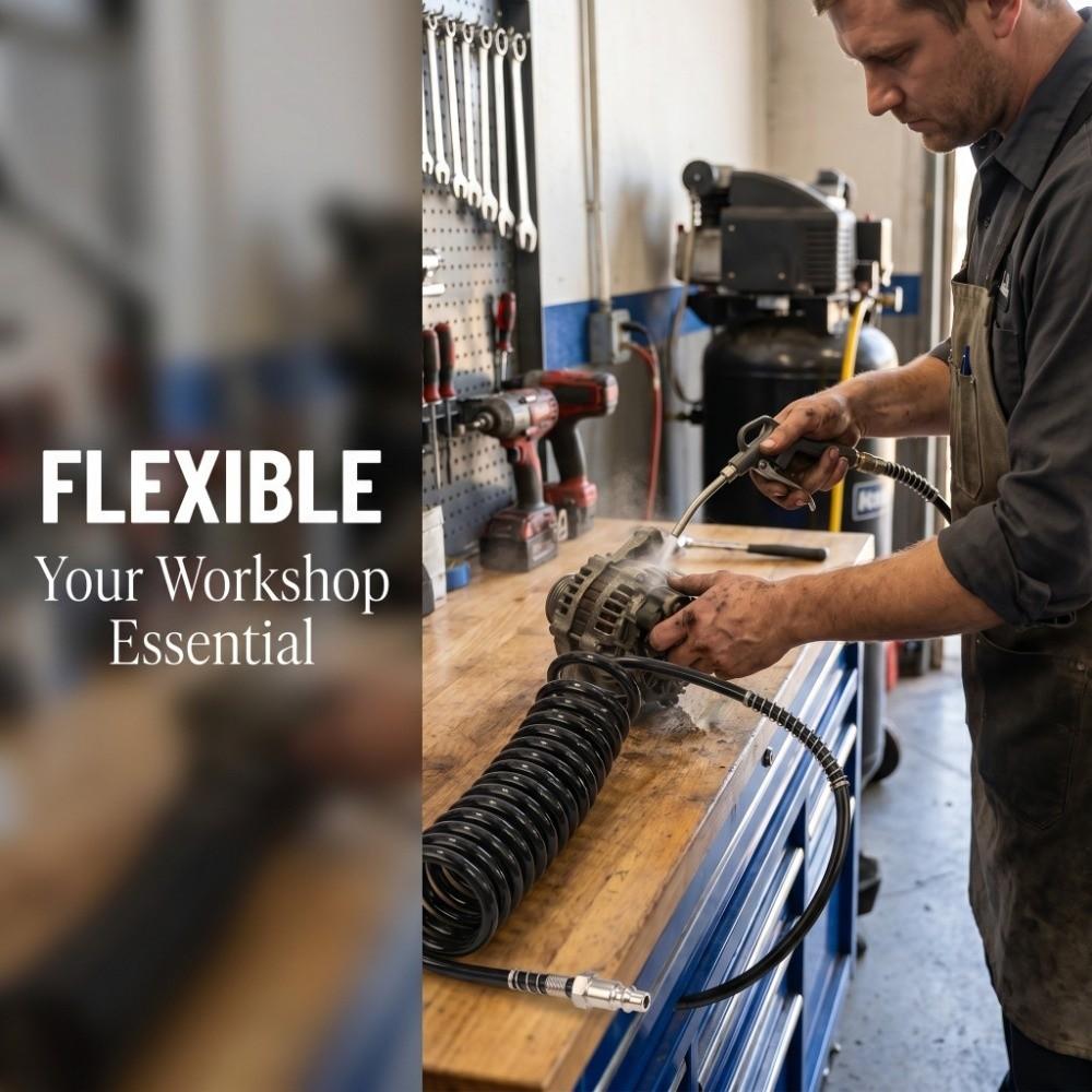 Coiled Coiled Air Hose Steel + PU Coiled Air Extension Hose  Air Compressor