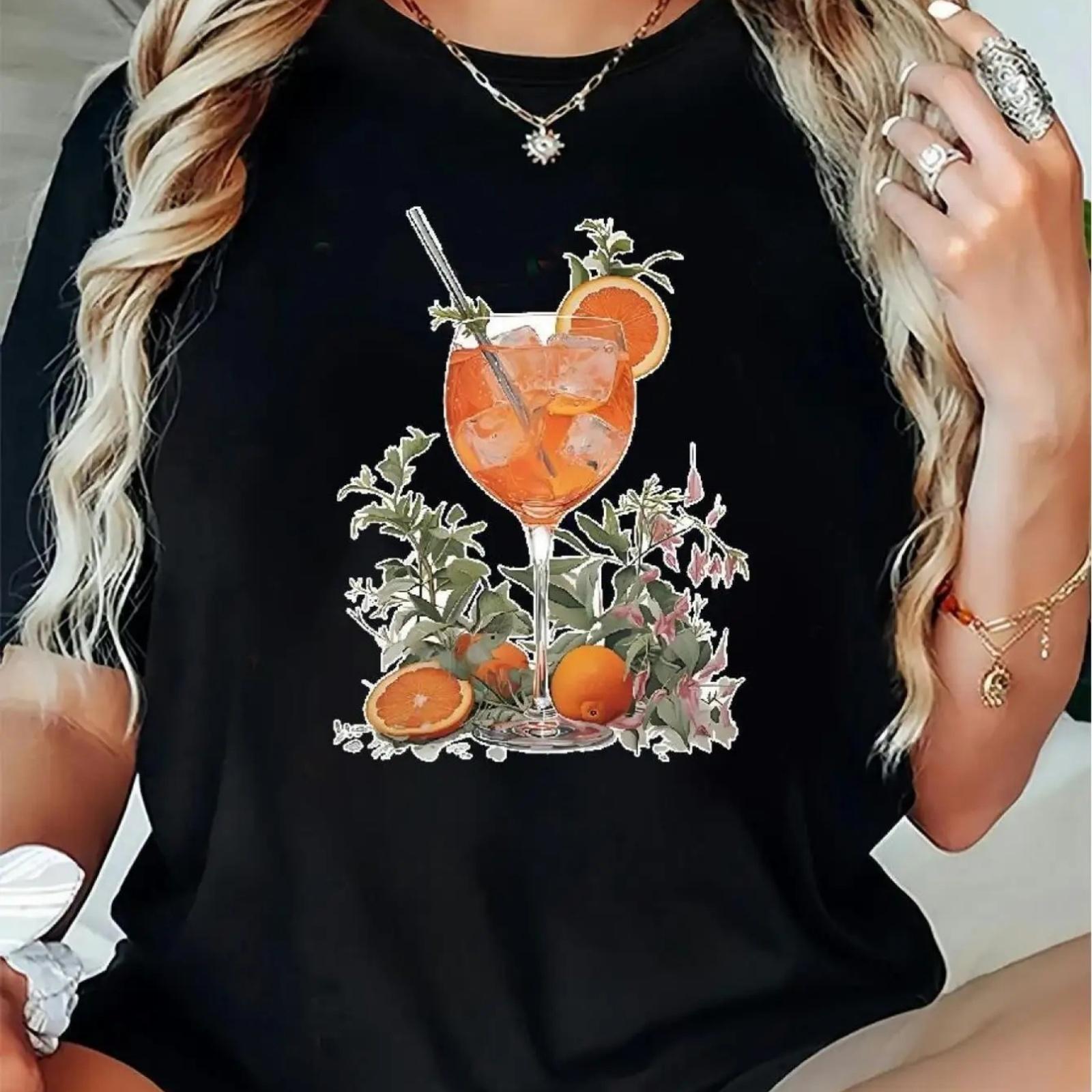 

Women S Casual T-Shirt for Summer, Featuring a Cartoon Character Print, Short Sleeves, And a Comfortable Crew Neck XXXXXL чорний