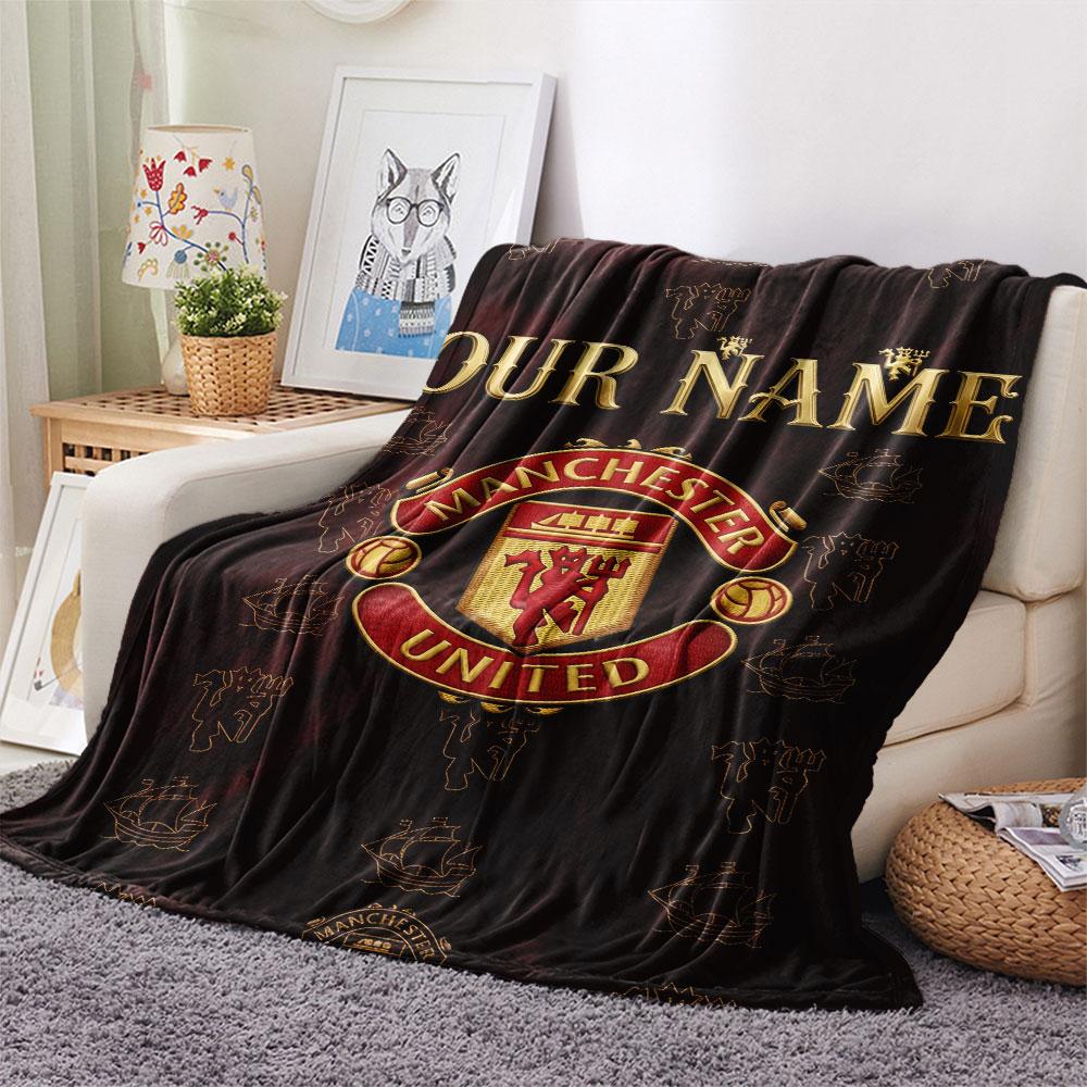 Custom Name,Manchester Red Devils Printed Flannel Blanket, Soft Throw for Bedroom Sofa, Washable,fan Merchandise, Great Gift.chl