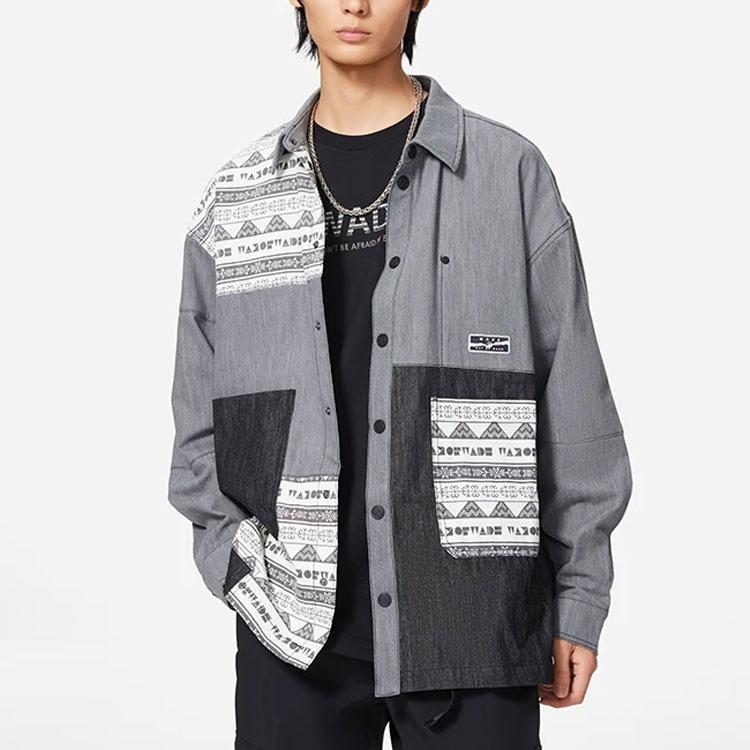 Li-Ning x Wade Series Color Block Print Shirt 'Grey Black' Men's AFDS781-1