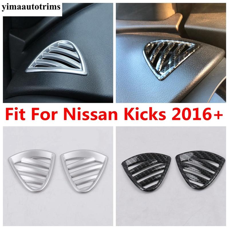Dashboard Air AC Conditioning Outlet Vent Frame Decoration Cover Trim For Nissan Kicks 2016 - 2024 ABS Carbon Fiber Accessories