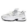 NB 530 Abrasion Resistant Breathable Low Top Running Shoes Unisex Silver White Gray MR530AD(Team1492-)