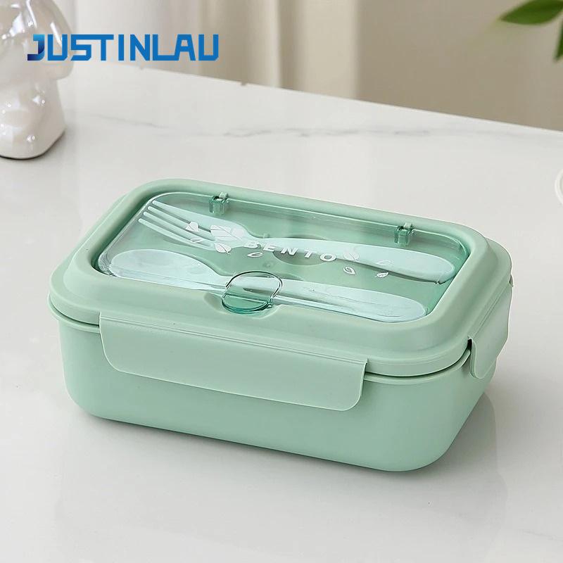 Lunch Box Portable for Children School Office Bento Box Compartment Sealed Food Container with Tableware Microwavable Heating