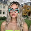 Printed Color Anti Blue Light Flat Glasses Cat's Eye Fashion Glasses Unique Charm Decorate Computer Glasses