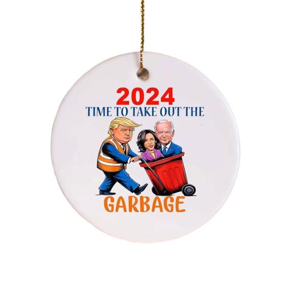 

Yousheng American President Christmas Ornament Flat Acrylic Hanging Ornament President Garbage Truck Collectible Christmas Tree Decor Gift A