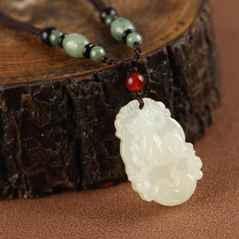 Jade Zodiac Necklace, Men's and Women's Versatile Long Sweater Chain Accessories, High-end Zodiac Signs, Antique Pendants, Hanging Accessories