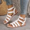 Fashion Large Roman Sandals New Flat Bottom Non Slip Hollow Wear Resistant Beach Style Sandals Solid Color Platform Zapatos De Mujer