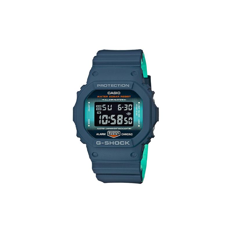

Casio G-SQUAD series G-SHOCK series 200 meters waterproof quartz movement resin strap Japanese and Korean watch men s watch blue dial DW-5600CC-2DR синий