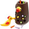 Montessori Baby Wooden Toys Magnetic Woodpecker Catching Worms Feeding Fishing Game Set Educational Toys for Kids Birthday Gifts