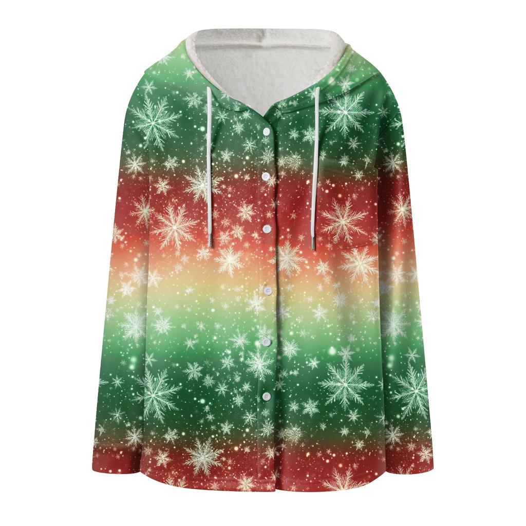 Damekåpe Casual Og Moteriktig Sammensatt Tykk Og Varm Trykt Hettejakke