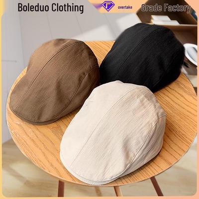 Women's Retro Thin Summer Beret: Solid Color, Adjustable, Japanese-Korean Style Painter's Cap.