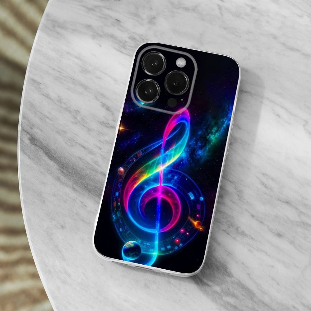 Music Art Treble Clef Phone Case For iPhone,14,13,12,15,Pro,Max,Plus,11,17,16,X,XS,XR,SE,Mini Transparent Soft Cover