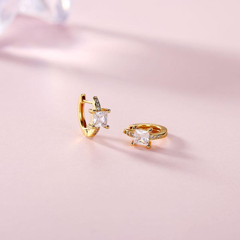 

Квадратные циркониевые вкладыши для путешествий, темпераментные студенческие серьги, простой дизайн