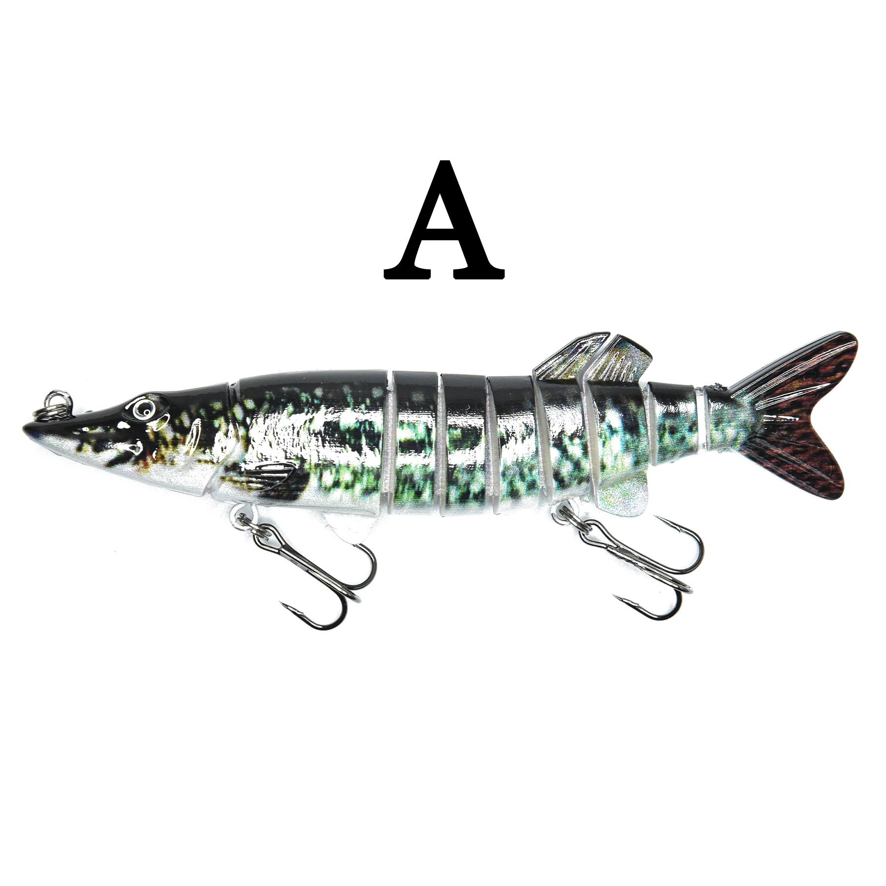 5Pcs 12.7cm 21g Multi-Jointed Swimbait Set - Lifelike Hard Fishing Lures with Treble Hooks for Pike Bass Trout Saltwater Freshwater 12.7cm зелёный