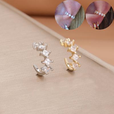 1Pc Simple Square Zircon Earcuff Clips On Earring for Women Girls No Fake Piercing Cartilage Earrings Ear Ring Without Hole