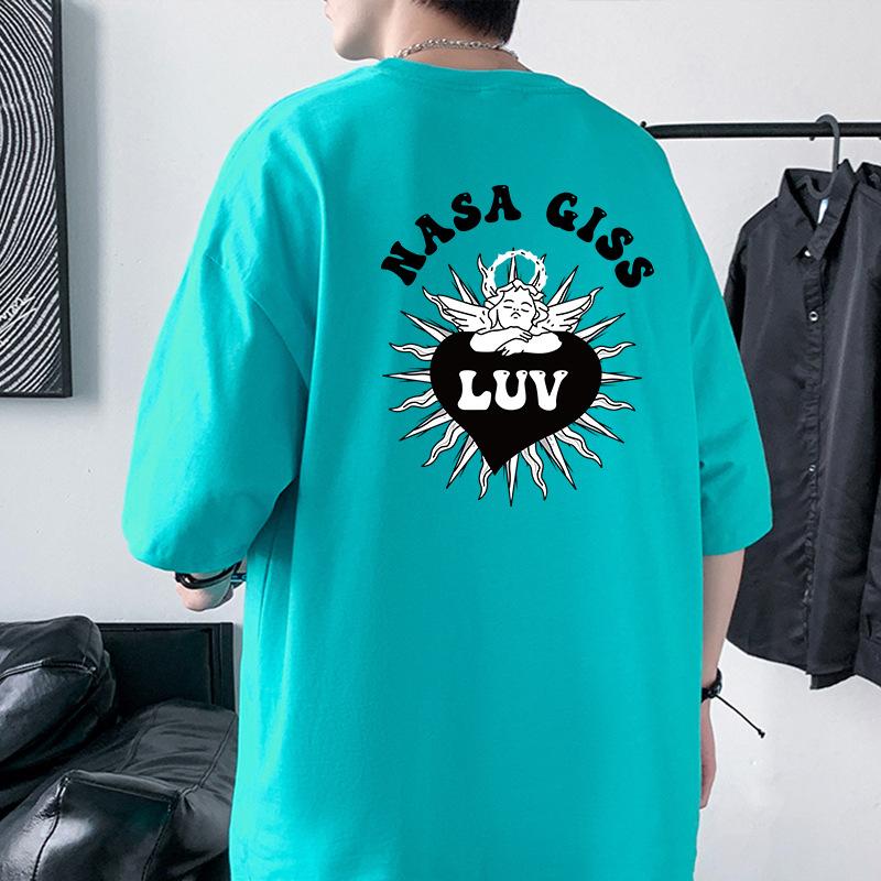 Heavyweight Combed Cotton T-Shirt Youth Loose Fit Half Sleeve Graphic Print Tee