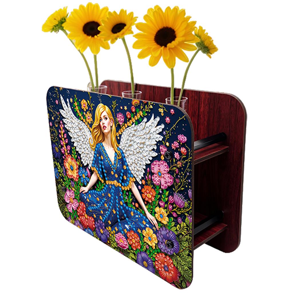 DIY Diamond Painting Wooden Tube Vase Two-Sided Pattern 5D DIY Vase Diamond Painting Kit for Adults Gift Idea Home Office Decor