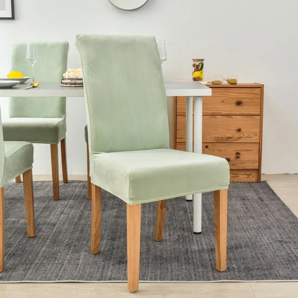Aksamitna Tkanina Miękkie Pokrowce na Krzesła Elastyczne Grube Pokrowce na Krzesła do Jadalni Pokrowce Ochronne Pokrowiec na Krzesło Kuchenne
