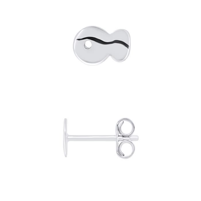 LÉA & ARTHUR - Boucles d'Oreilles Enfants Motifs Petit Poisson Argent 925 Millièmes Rhodié - Système Poussettes - Bijou Enfant