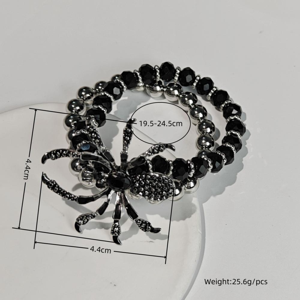 Gothic Black Spider Beads Bracelet for Women Men Unique Spider Web Charm Dark Personality Handmade Jewelry Gifts Accessories