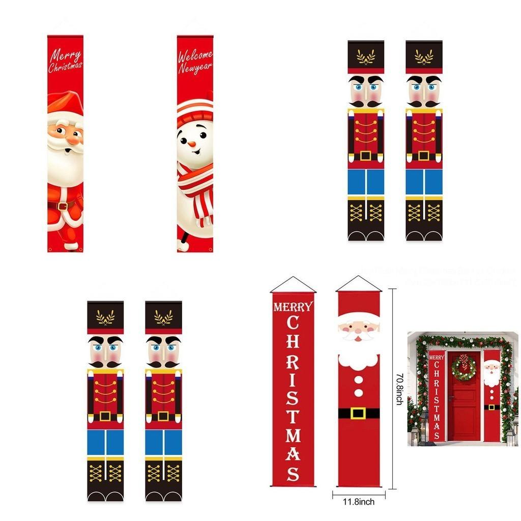 Merry Christmas Knight Santa Snowman Hanging Banner Xmas Party Decor