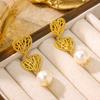 Pearl Earrings Women French Retro Hollow Out Small Heart Instagram Niche Design Temperament High-end Ear Accessories