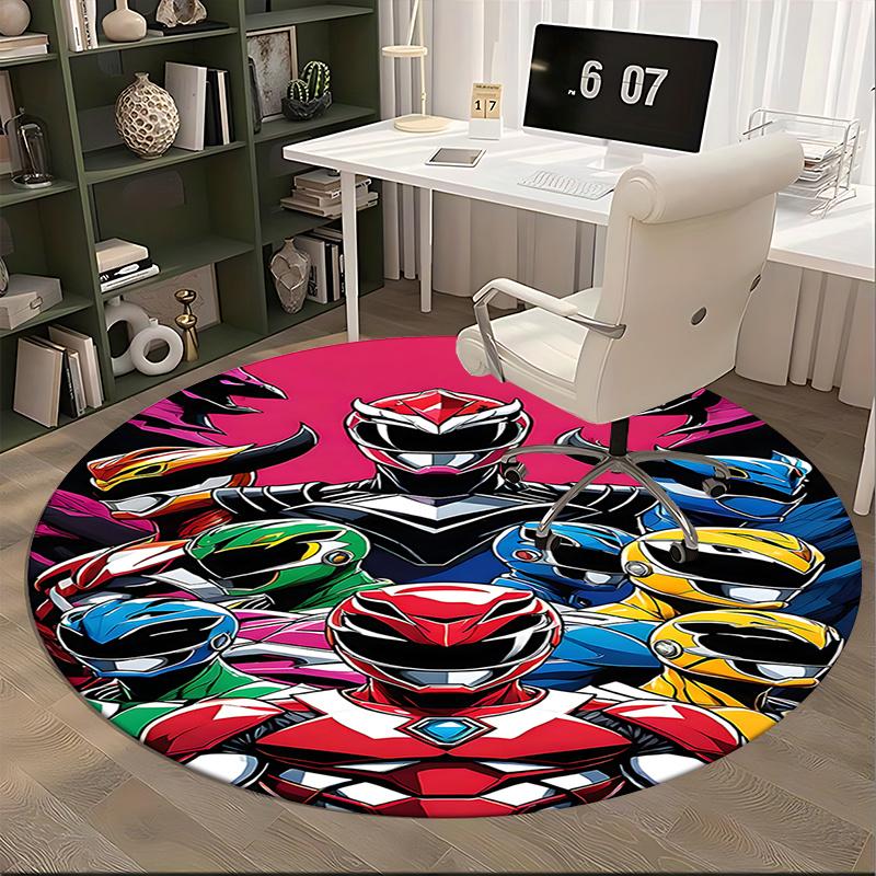 Power Rangers Chair Mat - Round Carpet for Home Decor, Office Use, Living Room, Bedroom, Gift Idea0282b