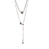 Personality Design Silver Color Stainless Steel Beaded Ball Pendant Necklace for Women Double Layer Hip Hop Rock Chokers Jewelry