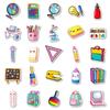 50 Creative Hand-painted Various Stationery Graffiti Stickers Book Pencil Alarm Clock No Repetition Decorative Stickers
