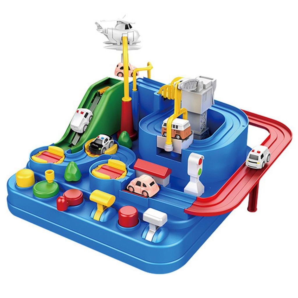 Ensembles de Pistes de Course de Voitures Ville Secours Véhicule Jouet Piste de Course Aventure Puzzle Ensemble de Jouets Éducatifs pour 3-8 Ans Tout-Petits Garçons Filles