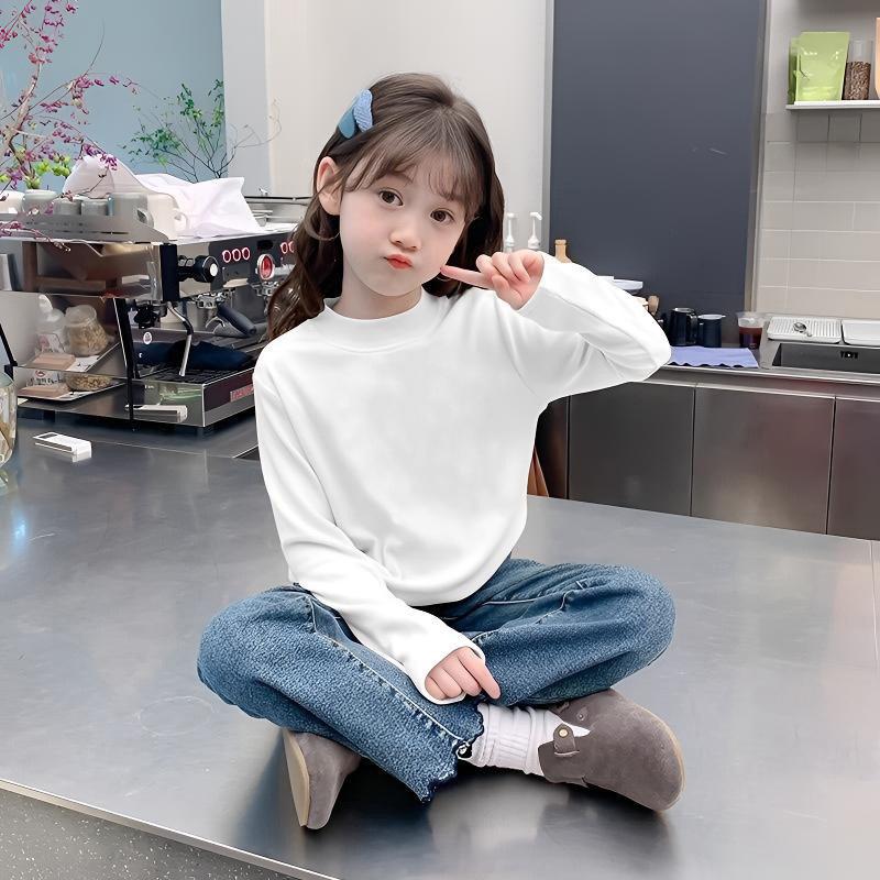 Girls' Fleece Long-Sleeve Turtleneck for Kids - Warm Base Layer Top for Autumn & Winter