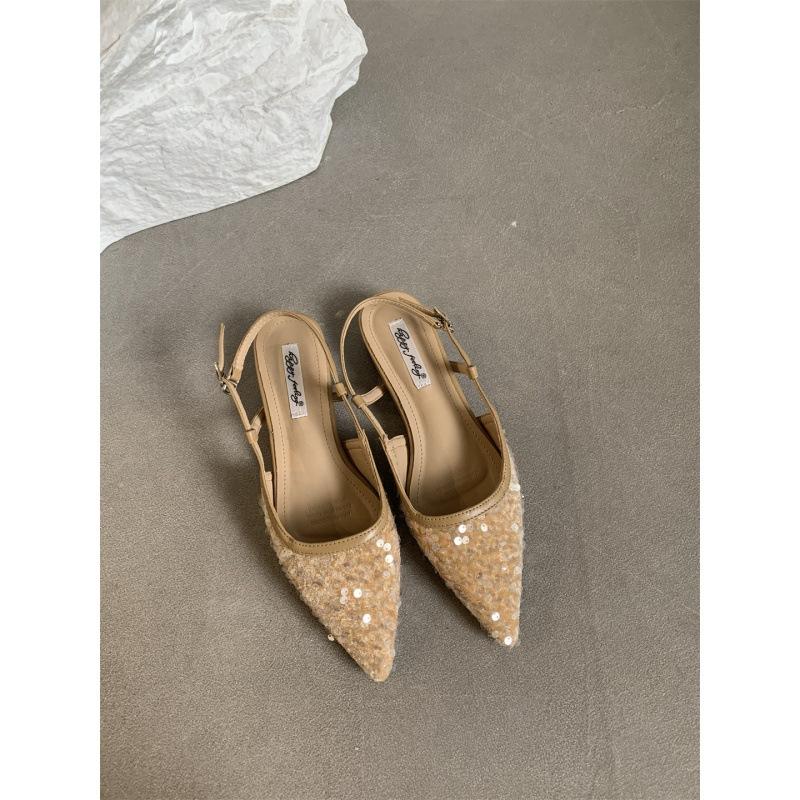

Красивые сандалии с бантом и юбками, женская летняя обувь, серебристые туфли-лодочки с пайетками, туфельки феи, вечерние туфли 40 абрикосовый